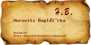Horovitz Boglárka névjegykártya